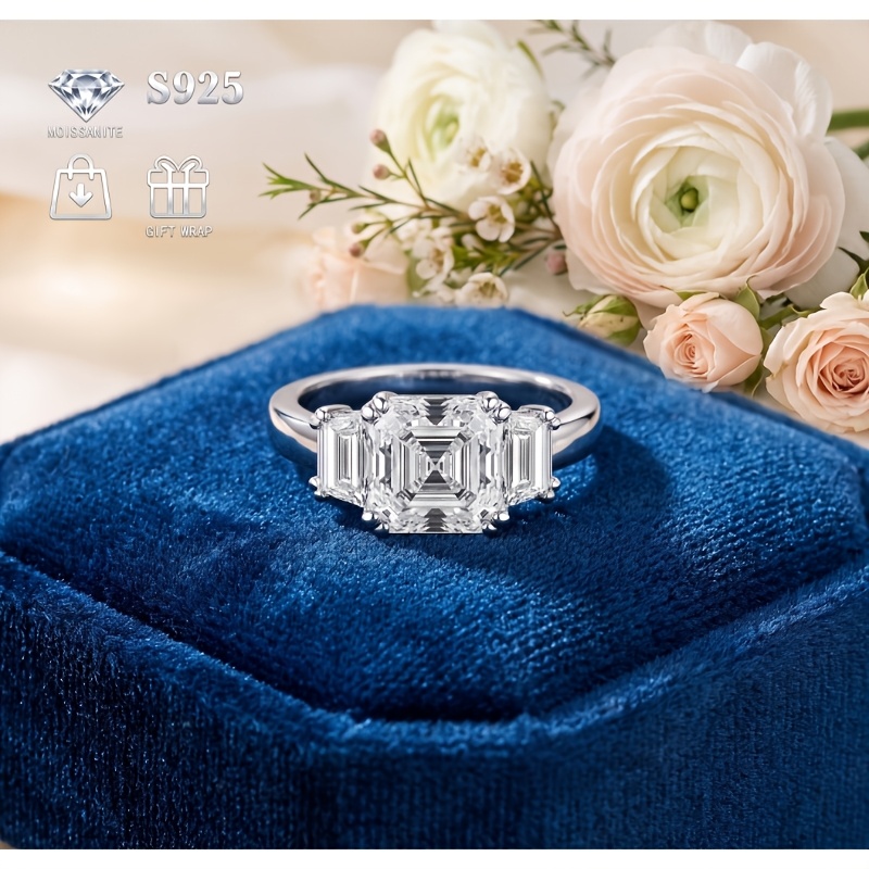 Women's Simple 925 Silver Moissanite Ring, 3CT Elegant Design